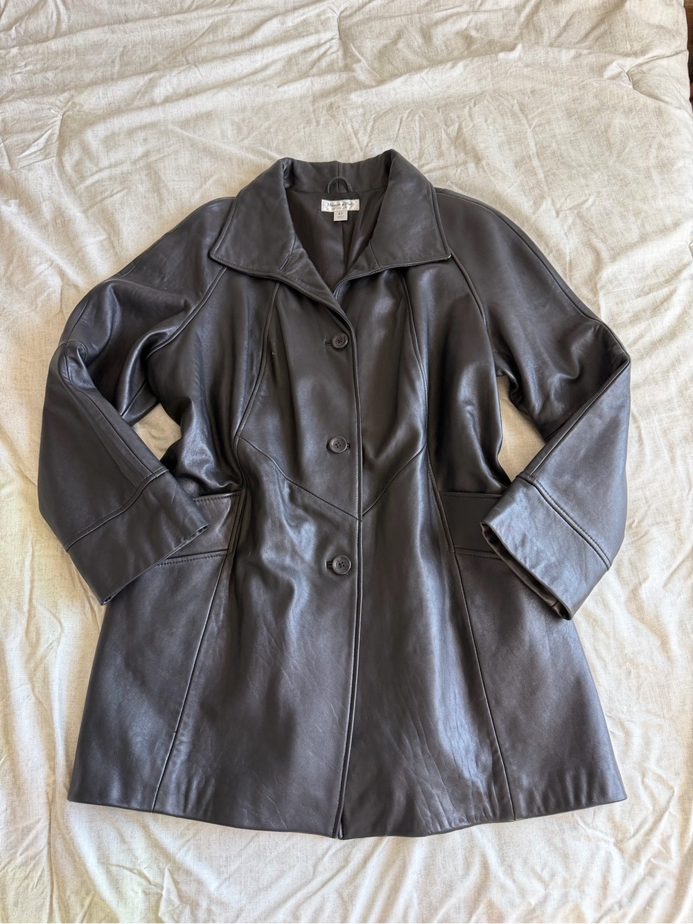 Preston & York Black Genuine Lambskin Leather Coat (2X)